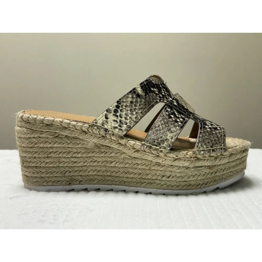 MARC FISHER Robbyn Leather Reptile Platform Espadrille, Sz 8.5
